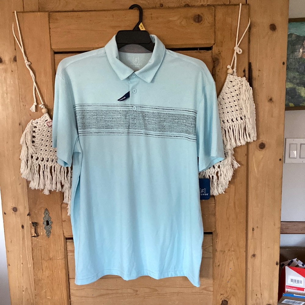 NWT Men’s George stretch polo large blue with stripe